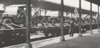 Part of Task Force Smith loaded on railroad cars at Pusan Railroad Station-July 2, 10950